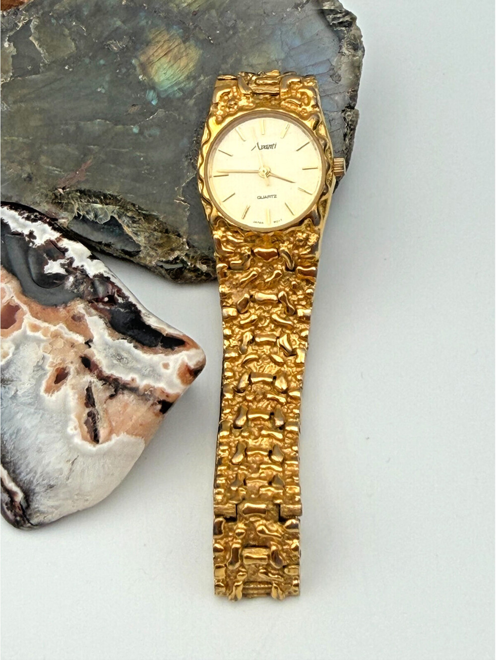 Vintage 1980s Gold Plated Avanti Gold Nugget Women's Watch